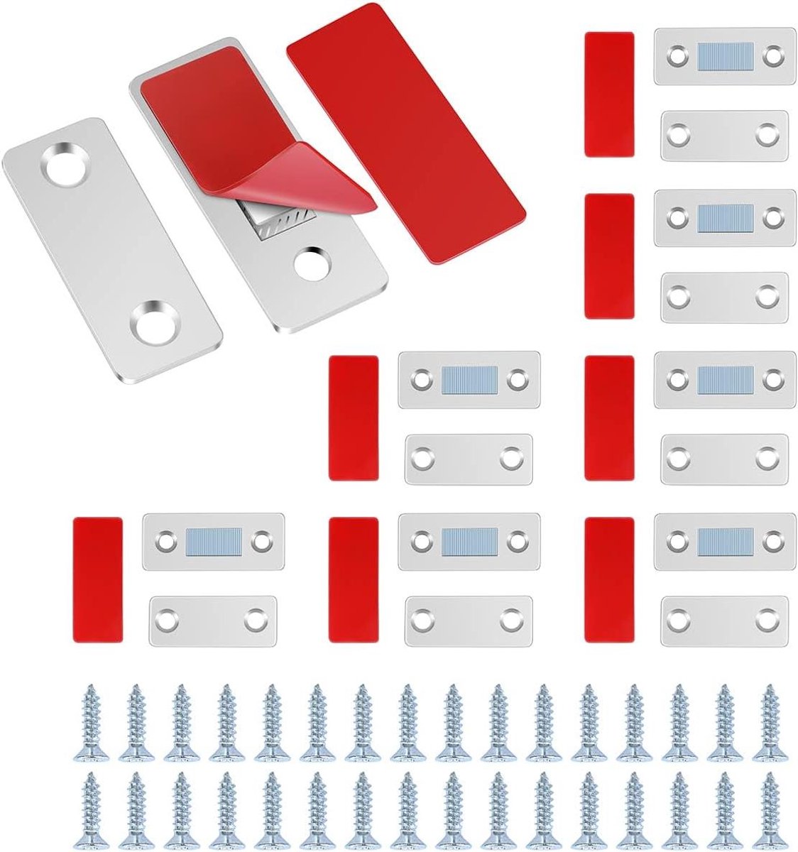 Image of 8 stuks ultradunne deurmagneten - roestvrijstalen kastsluitingen met zelfklevende magneetsnappers