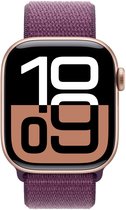 Bol.com Apple Watch Series 10 - Wifi - 42mm - Rose Gouden Aluminium Case met Plum Geweven Sportbandje aanbieding
