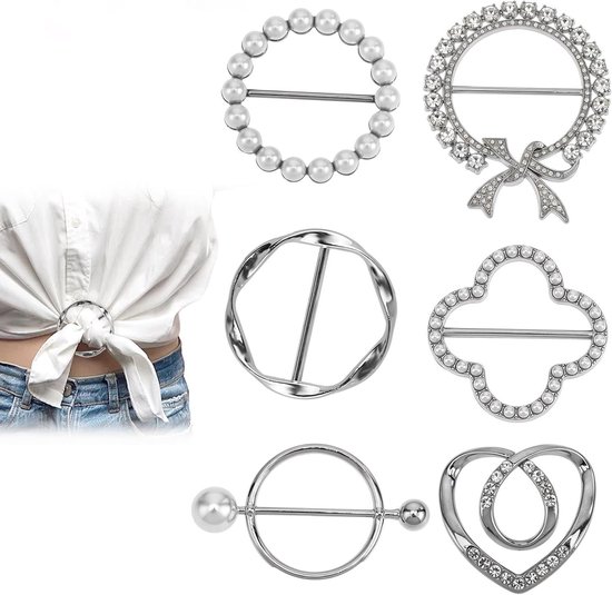 Foto: 6 stks sjaal ring clip shirt clip t shirt tie ring clips voor vrouwen twist knot clip gesp cirkel kleding ring wrap houder