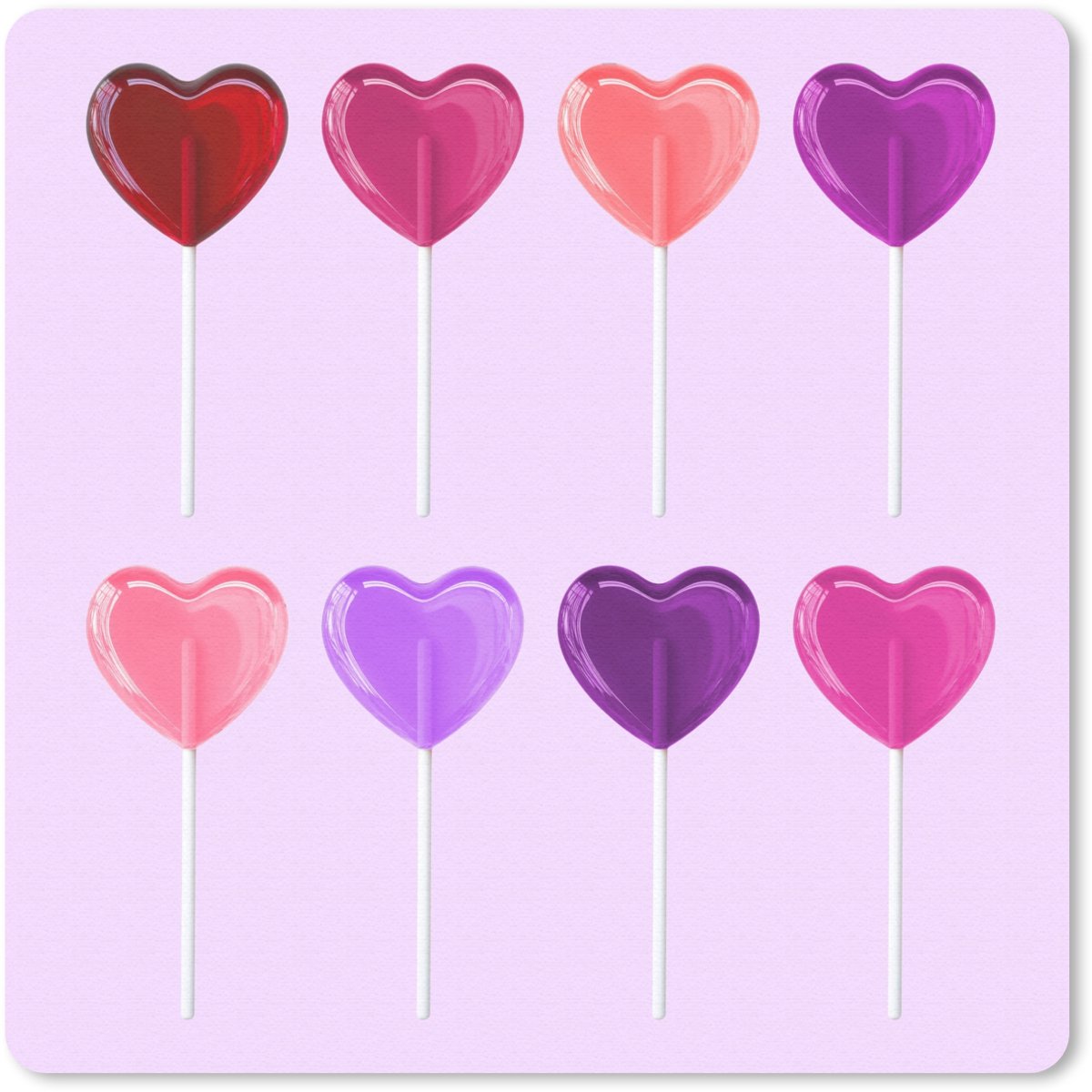 Muismat 20x20 cm - Mousepad Lolly - Hart - Roze - Snoep - Muismatten