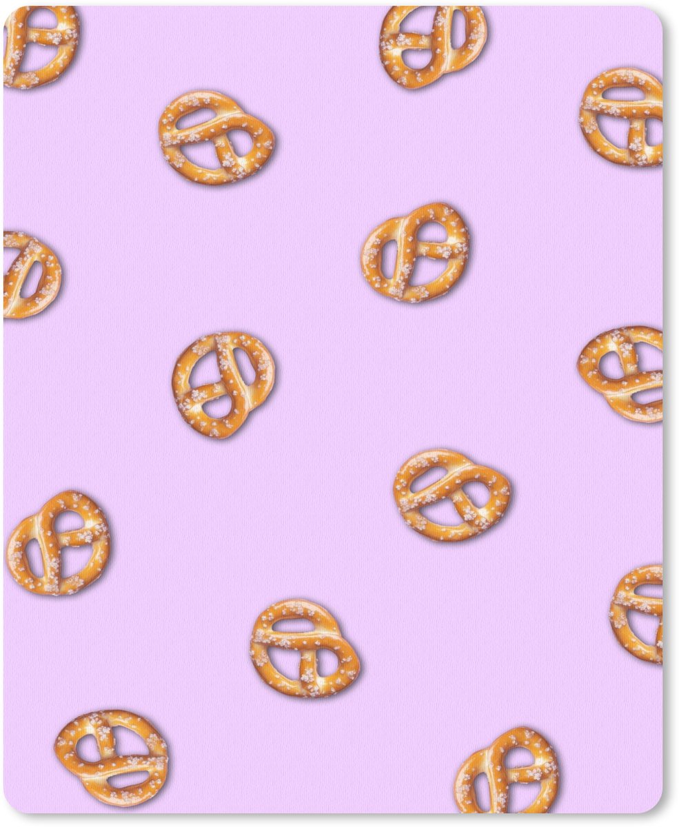 Muismat 19x23 cm - Mousepad Pretzels - Eten - Paars - Muismatten