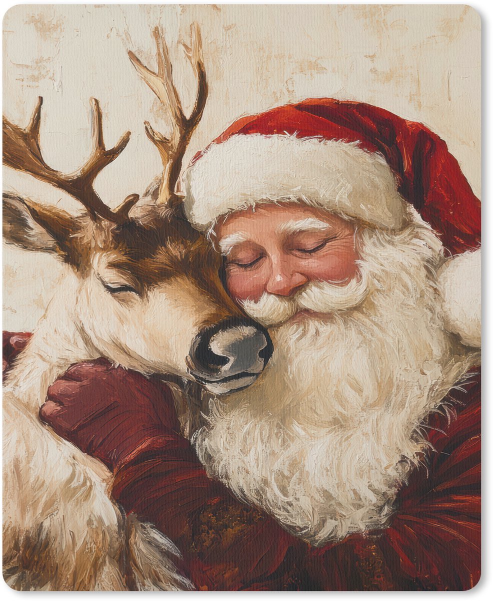 Muismat 19x23 cm - Mousepad Kerstman - Rendier - Kerst - Christmas - Muismatten