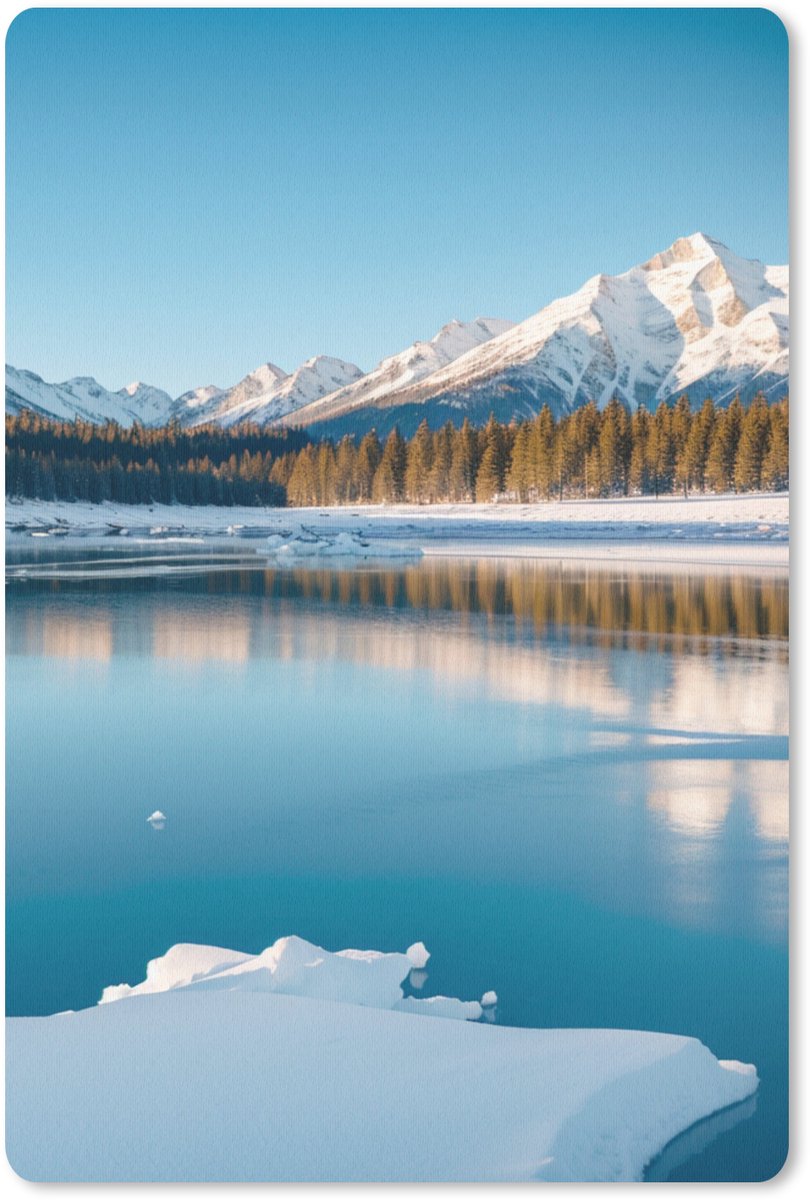 Muismat 18x27 cm - Mousepad Landschap - Winter - Meer - Bergen - Uitzicht - IJs - Muismatten