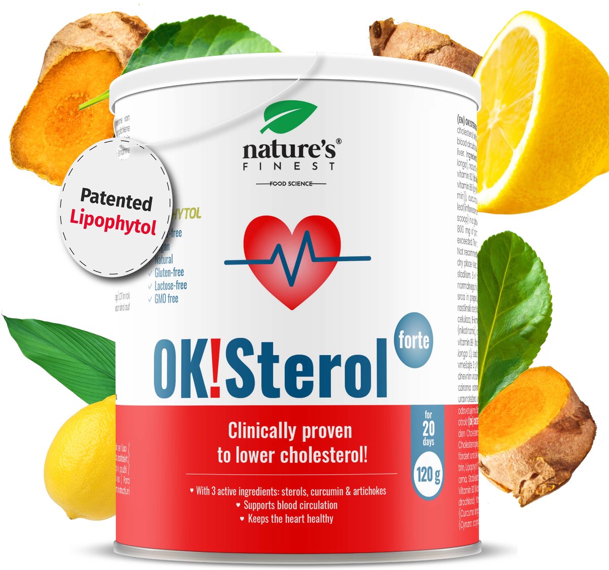 Goedkoopste Nature's Finest OK!Sterol Forte – Cholesterol verlagend supplement met Lipophytol® plant sterolen, curcumine & artisjok – Ondersteunt hartgezondheid & normale bloedvetten – 120 g poeder voor 20 dagen