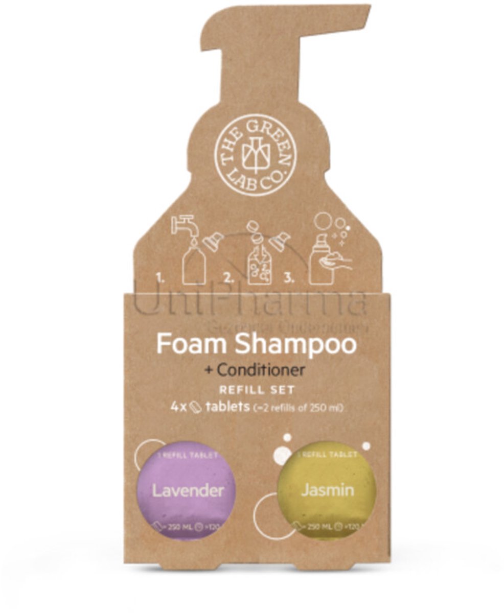 The Green Lab Co Navul Set Schuimende Shampoo Tabletten Lavendel & Jasmijn - 4 stuks