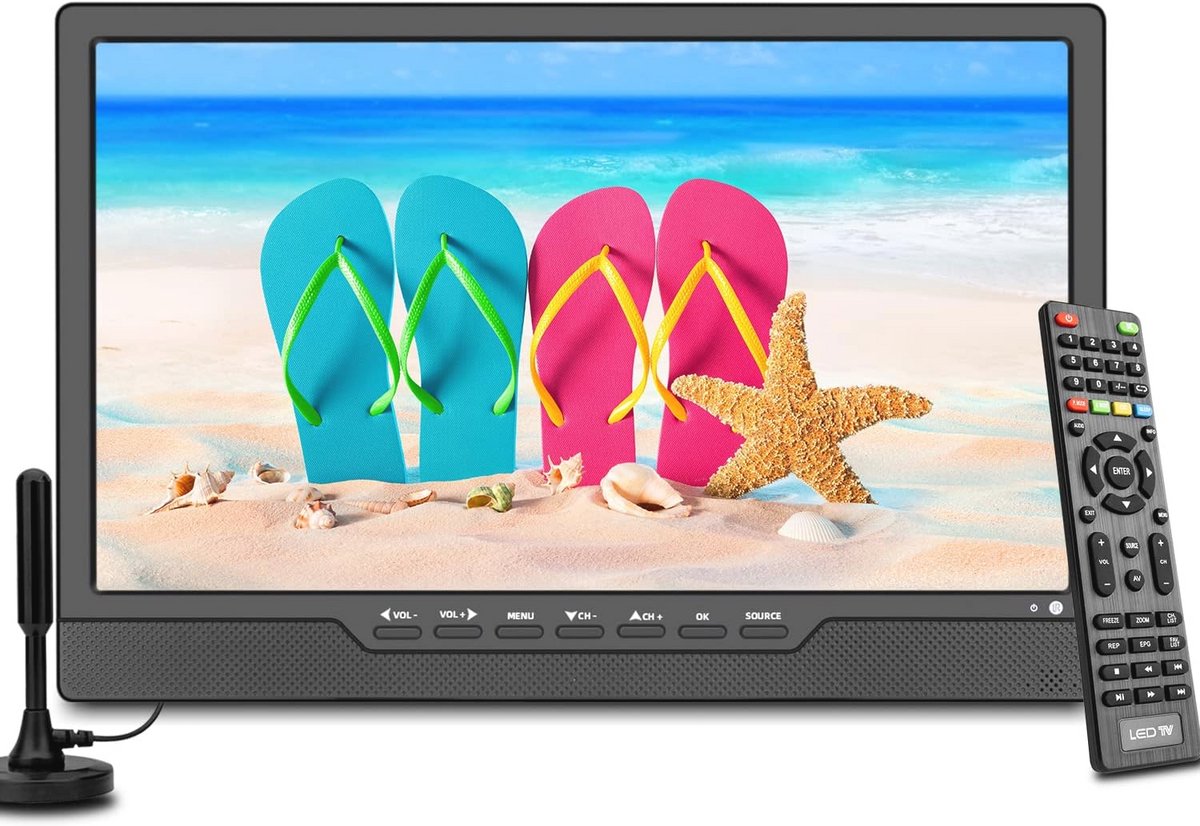 Draagbare 14" TV met DVB-T2 Tuner en HDMI/USB-aansluitingen voor Auto, Caravan en Camping