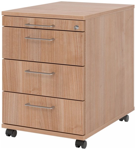 SIGNA AC30 BS - Conteneur roulant Bois Noyer avec 3 tiroirs