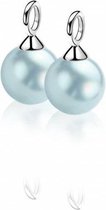ZINZI zilveren oorringhangers parel lichtblauw ZICH266LB