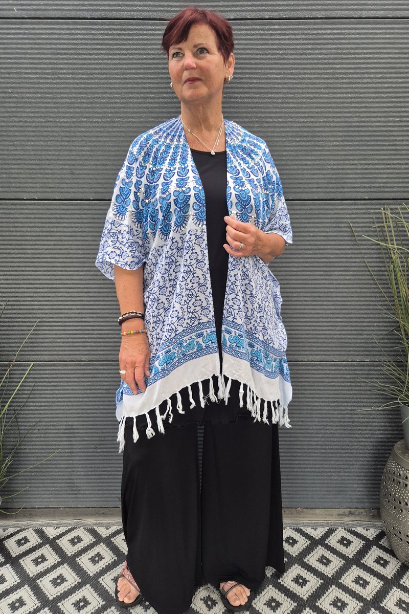 Bagoes kimono kort pailletten franje
