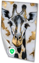 Zwart-witte giraffe met goud - Giraffe poster - Muurdecoratie dieren - Art Deco - Wanddecoratie modern - Woondecoratie - poster 80x120 cm