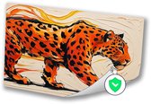 Dynamisch ontwerp van een luipaard - Luipaard muurdecoratie - Wanddecoratie dieren - Expressionisme - Slaapkamer poster - Slaapkamer muurdecoratie - poster 100x70 cm
