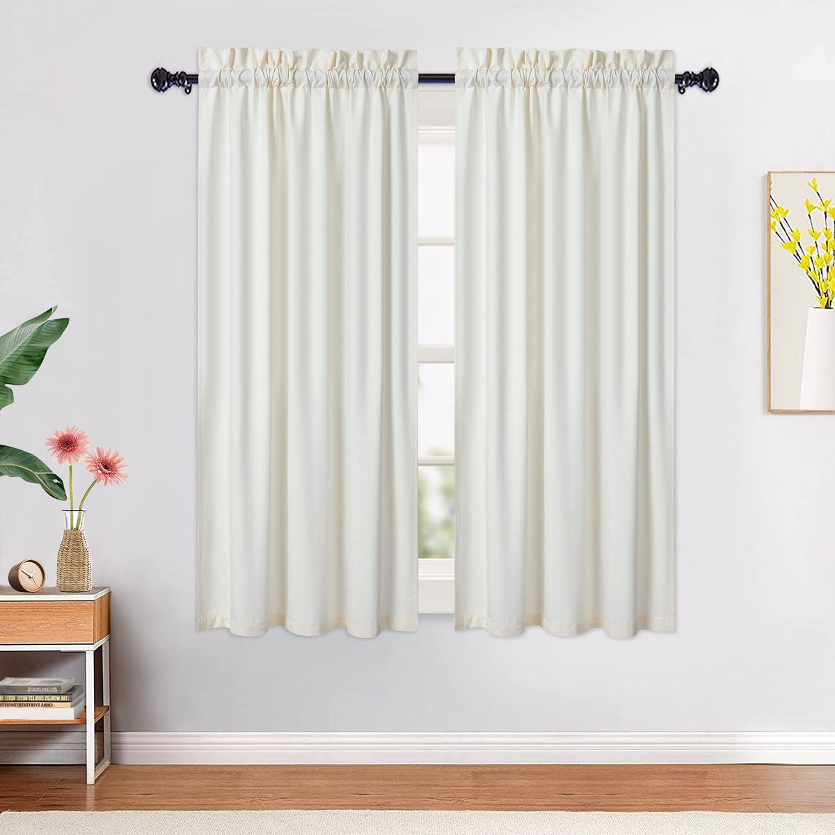 Ibenzoa Gestructureerde Beige Keuken Gordijnen – Set van 2, Moderne Half Café Vitrage, 76 x 114 cm