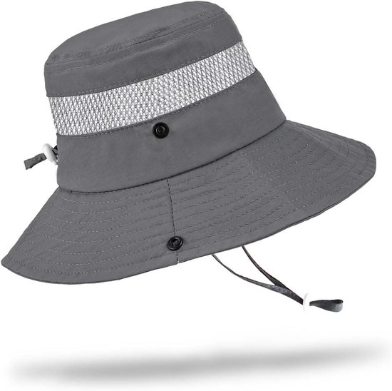 Kinderemmer zonnehoed brede rand outdoor zonnehoed baby unisex UV-bescherming verstelbare zonneklep strandhoed voor 2-6 jaar meisje jongen