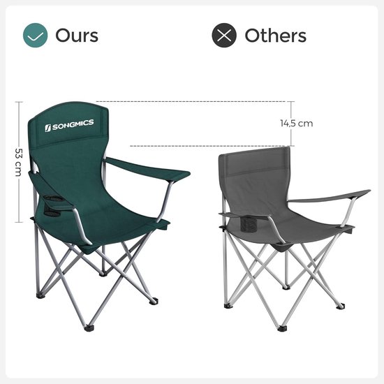 Outsunny klapstoel met armleuning, set van 2, verstelbaar, campingstoel Outsunny klapstoel met armleuning, set van 2, verstelbaar, campingstoel