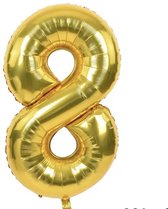 Gouden cijfer Folieballon - 8 jaar - 40CM - Cijferballon - Goud - Ballon - Feestdecoratie - Achtste verjaardag - Party - Verjaardag - 8 - 8 jaar - Gouden cijfer ballon - CHPN