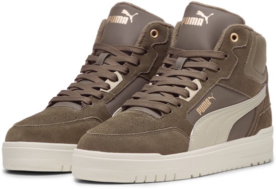 Baskets pour femmes unisexes PUMA Shuffle Downtown Mid WTR - Bronze plat, poussière du désert et or PUMA