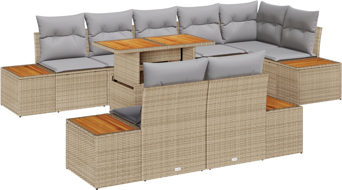 vidaXL - Tuinbank - Set - 9 - st - Beige - en - Grijs