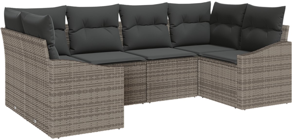 vidaXL - Tuinbank - Set - met - opslag - 6 - pcs - Grijs - poly - rattan