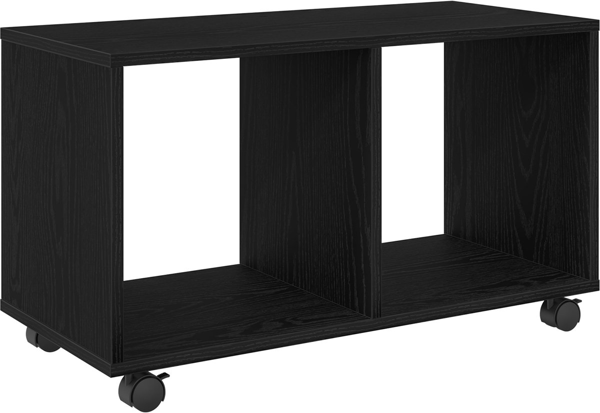 vidaXL Bijzettafel - Zwart - Eiken - 72 - x - 33 - x - 42,5 - cm - Bewerkt - hout Zwart eiken