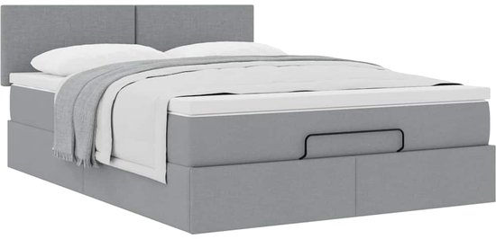 vidaXL Lit ottoman avec matelas, 140 x 200 cm, tissu, gris clair