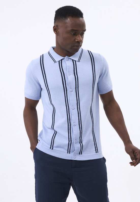 Chemise Felix Hardy en tricot - Rayée - Katoen - Manches courtes Homme Blauw - L