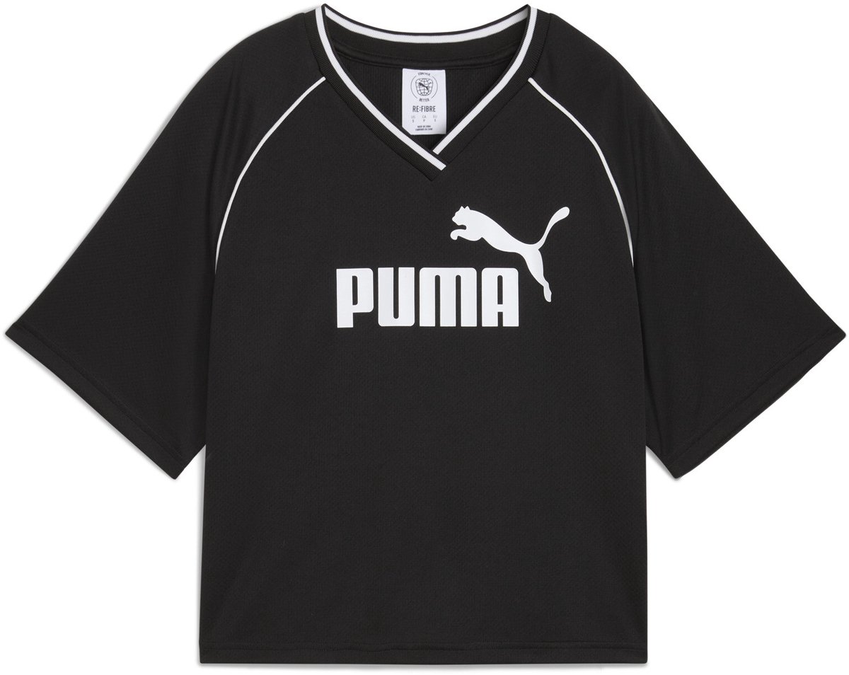 PUMA ESS Relaxed Cropped Football Jersey Dames T-shirt - Puma Black