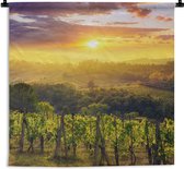 Wandkleed Toscaanse landschappen - Druivenbomen op het platteland van het Italiaanse Toscane Wandkleed katoen 120x120 cm - Wandtapijt met foto