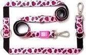 Max & Molly Multi-Function Hondenriem - Leopard Pink - S