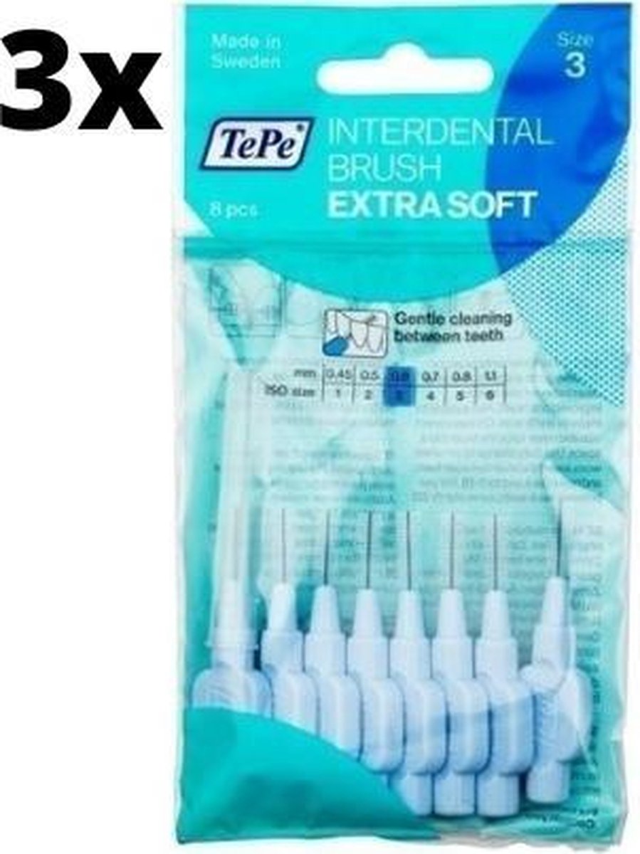 Goedkoopste TePe Extra Soft Blauw 0,60mm 3 x 8 stuks - Voordeelverpakking