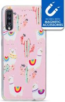 Samsung Galaxy A70 Hoesje - My Style - Magneta Serie - TPU Backcover - Pink Alpaca - Hoesje Geschikt Voor Samsung Galaxy A70