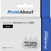 PrintAbout huismerk Inktcartridge LC-123BK Zwart geschikt voor Brother