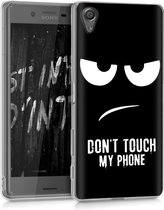 kwmobile telefoonhoesje voor Sony Xperia X - Hoesje voor smartphone in wit / zwart - Don't Touch My Phone design