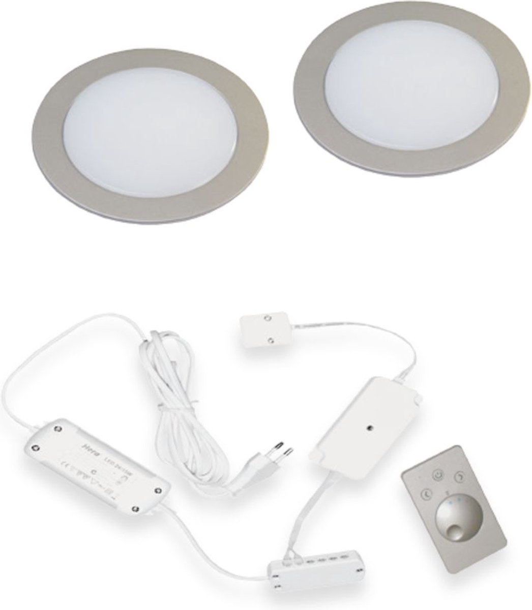 Hera FR-68 Dynamic LED set van 2 inbouw spots RVS-look