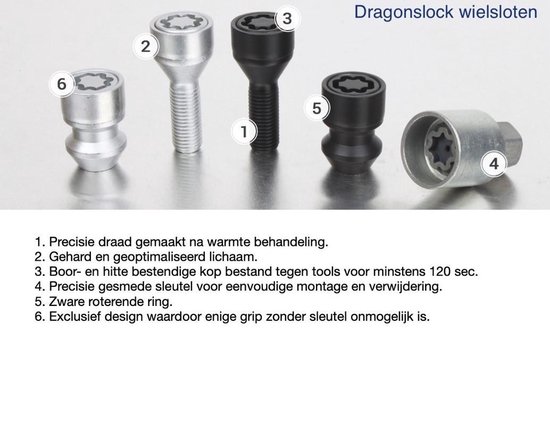 Dragonslock Rim Lock - Ensemble antivol de roue Volkswagen Tiguan Van chaque année - Galvanisé - Meilleur choix