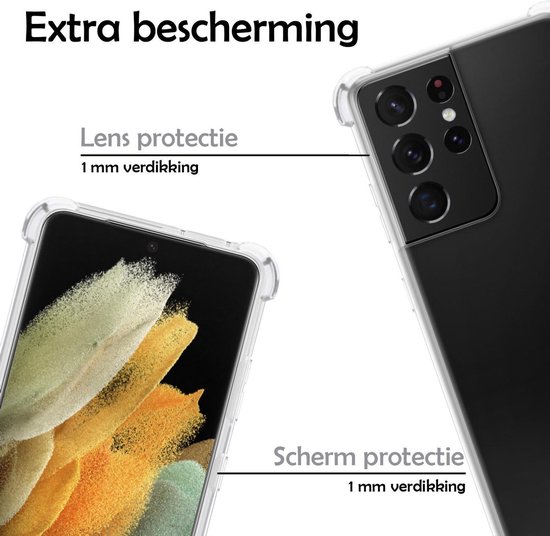 Coque Samsung S21 Ultra Transparente Avec Protecteur D'écran Antichoc - Coque Samsung Galaxy S21 Ultra - Coque Antichoc Samsung S21 Ultra Avec Protecteur D'écran - Wit