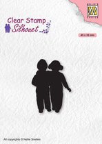 SIL075 Clear stamp Nellie Snellen - silhouet close friends - stempel meisje en jongen - dikke vrienden