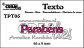 Crealies Texto snijmal "Parabéns"