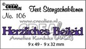 Crealies Snijmal Duitse tekst no.106 "Herzliches Beileid"