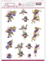 Purple Flowers - Pretty Flowers 3D-Push-Out Sheet by Precious Marieke