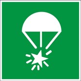Noodsignaal parachute sticker - ISO 7010 - E049 400 x 400 mm