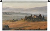Wandkleed Toscaanse landschappen - Een boerderij in de heuvels van Toscane Wandkleed katoen 120x80 cm - Wandtapijt met foto