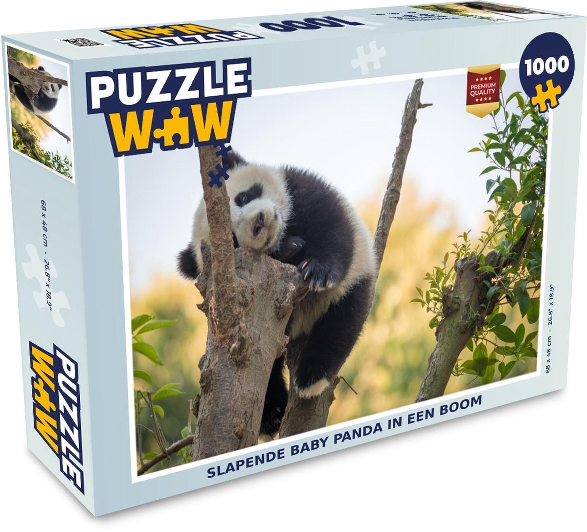 Afbeelding van product Puzzel 1000 stukjes volwassenen Slapende panda's 1000 stukjes - Slapende baby panda in een boom puzzel 1000 stukjes - PuzzleWow heeft +100000 puzzels