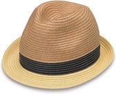 Emthunzini Hats - Trilby Zonnehoed voor volwassenen - Stevie - Naturel/Zwart/Ivoor - maat 61CM