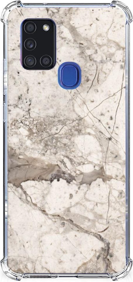 Samsung Galaxy A21s Anti-Shock Hoesje Marmer Beige
