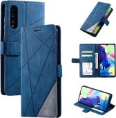 Voor Samsung Galaxy A70s Skin Feel Splicing Horizontale flip lederen tas met houder & kaartsleuven & portemonnee & fotolijst (blauw)