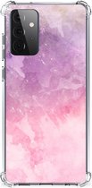 Smartphone hoesje Samsung Galaxy A72 4G/5G Stevige Telefoonhoesje met transparante rand Pink Purple Paint