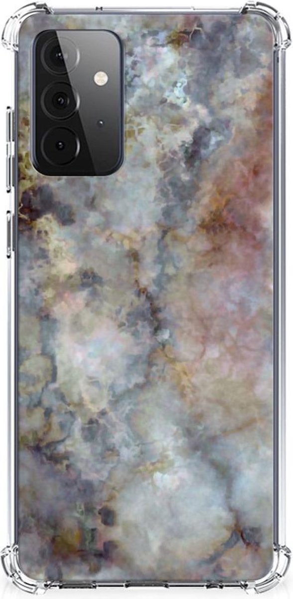 Samsung Galaxy A72 4G/5G Anti-Shock Hoesje Marmer Grijs