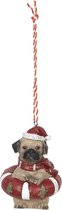 Clayre & Eef Decoratie Hanger 6*6*8 cm Meerkleurig Kunststof Kersthanger Kerstboomversiering