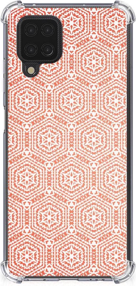 Samsung Galaxy A12 Doorzichtige Silicone Hoesje Pattern Orange