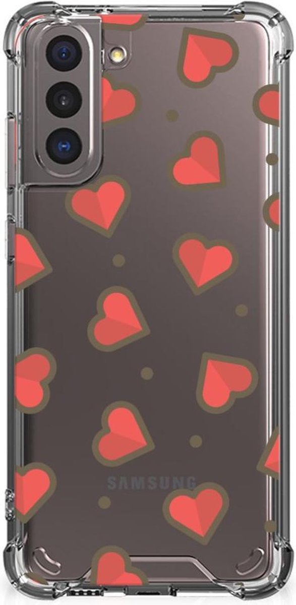 Samsung Galaxy S21 Doorzichtige Silicone Hoesje Hearts